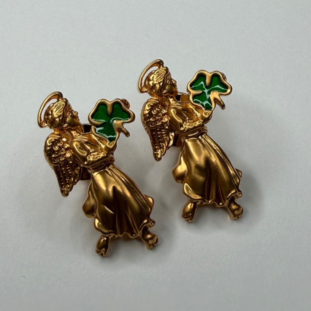 AVON Pin Set Gold Green Angel Shamrock St Patricks Day Women's OS Excellent